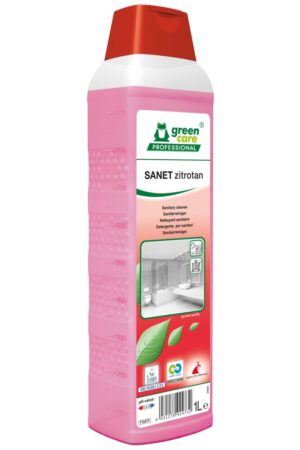 Sanitetsrengöring Green Care Professional SANET Zitrotan, 1 l, sur, med färg och parfym (kartong/10st)