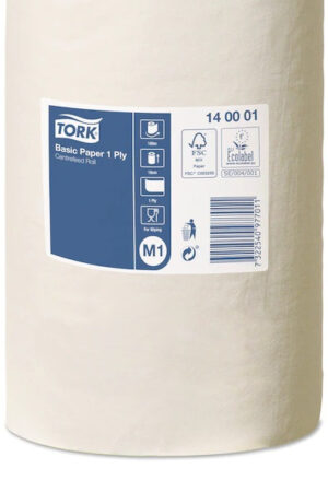 Tork M1 1 lager Avtorkningspapper Centrummatat Handtorkrulle M1 1-lag, vit, 110mx19cm (12/rullar)