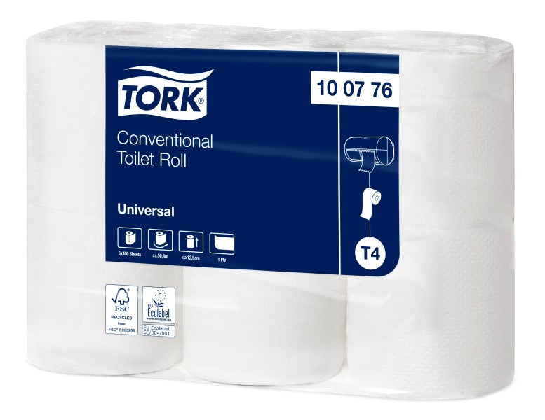 Tork T4 Universal 1 lager Toalettpapper T4 50,4m 1-lag ofärgat 6rl/frp 48rl/krt, FSC (48/rullar)
