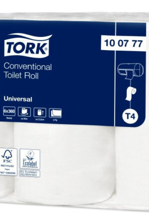 Tork T4 Universal 2 lager Toalettpapper T4 45m 2-lag ofärgat 6rl/frp 42rl/krt, FSC (42/rullar)