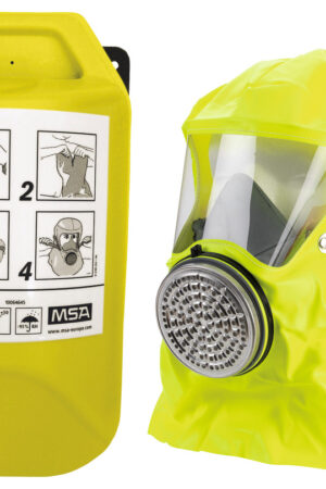 MSA S-Cap Flykthuva i vägghållare Flykthuva S-Cap i självlysande väggbehållare.