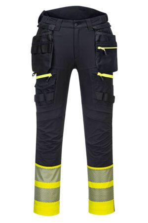 DX445 - DX4 Hi-Vis Hantverksbyxa Med Avtagbara Spikfickor Klass 1 Gul/Svart