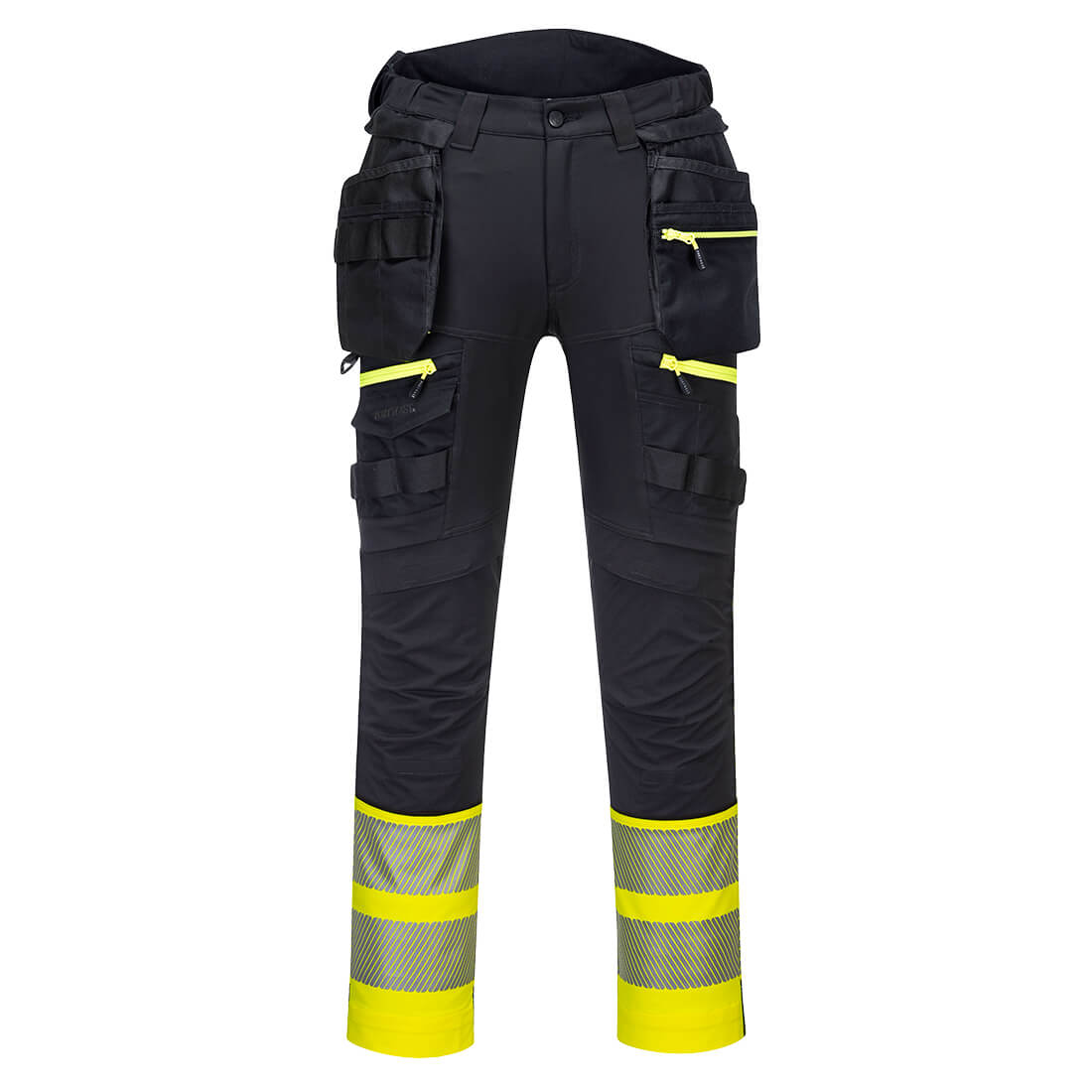 DX445 - DX4 Hi-Vis Hantverksbyxa Med Avtagbara Spikfickor Klass 1 Gul/Svart