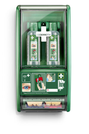 Cederroth Ögonduschstation, Ögonduschstation med plåsterautomat, Inklusive 2 st 500 ml flaskor