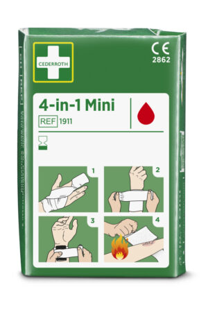 Cederroth 4-in1 Blodstoppare, Blodstoppare Cederroths 4-in-1 Mini 1 kompress, 1 elastisk binda