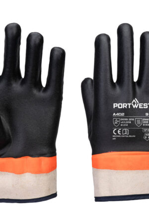 A402 - Grip PVC Sandy Double Dipped Glove Svart/Orange (12PAR)