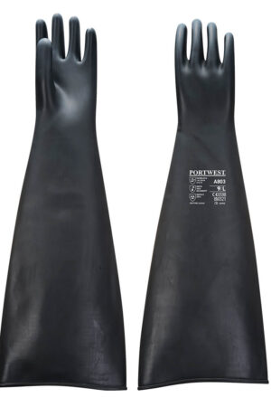 A803 - Heavyweight Latex Rubber Gauntlet 600mm Svart (12PAR)