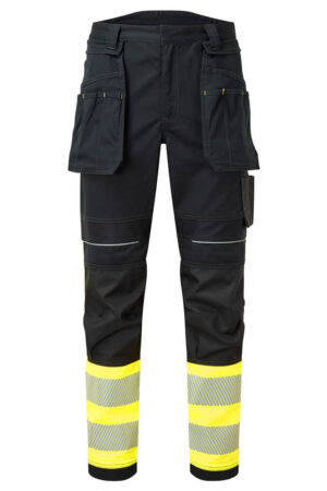 FR416 - PW3 FR Modaflame Hi-Vis Hantverksbyxa Stretch Klass 1 Gul/Svart